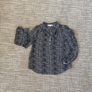LOFT Ruffled Neck Henley Blouse